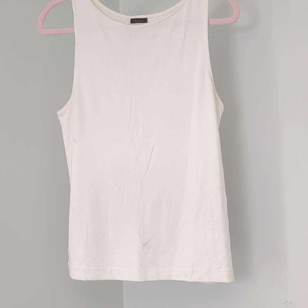 Ann Taylor Factory White Fitted Tank Top